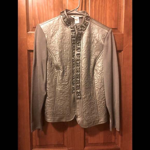 Peter Nygard Jackets & Blazers - Nygard faux leather jacket with nylon sleeves and back